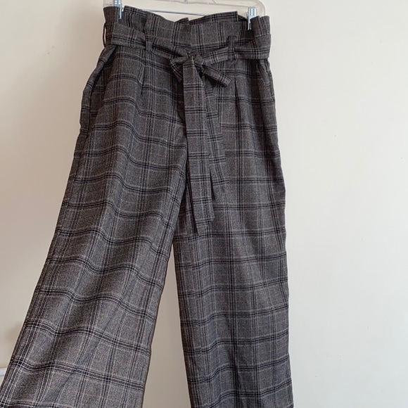 Forever 21 Women's High-Rise Plaid Belted Wide Leg Pants Large - Picture 1 of 6